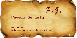 Pevecz Gergely névjegykártya